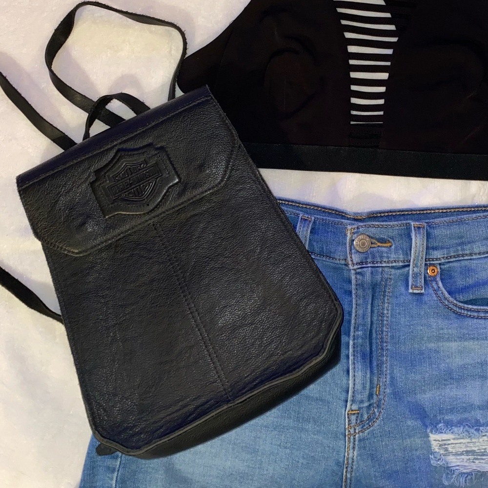 Harley Davidson small leather riding backpack
